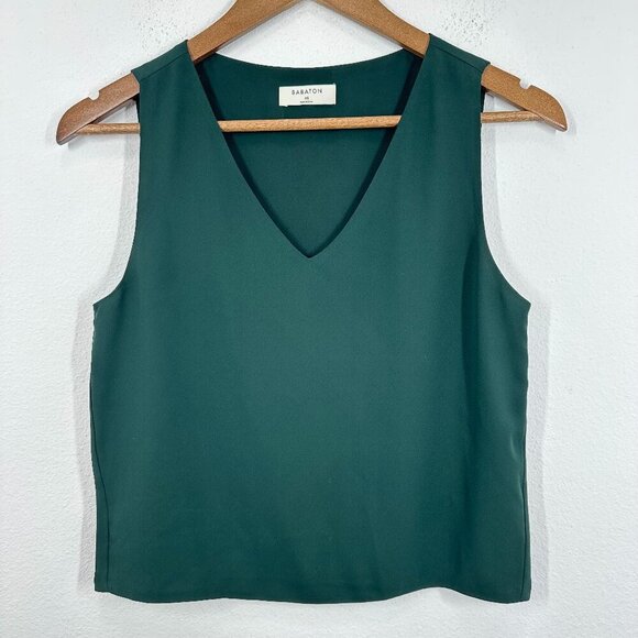 Babaton Size XS Dark Hunter Green V Neck Tank Blouse Casual Top Classic - Picture 1 of 5